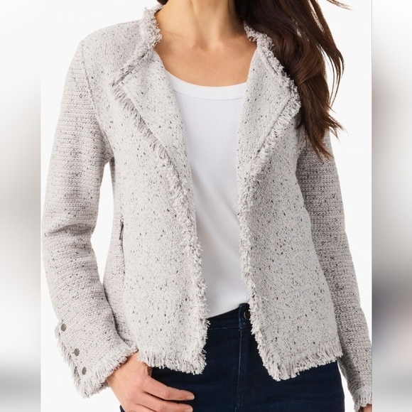 NIC + ZOE  Fringe mix knit open coat. Cardigan.  Sz 2X pink blue - Picture 2 of 12